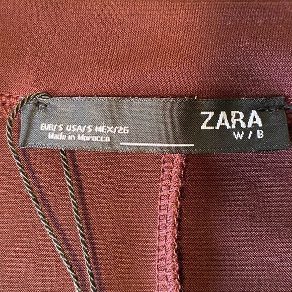 NWT Zara Sz S Cognac Long Sleeve Choker Midi Dress - Picture 4 of 11